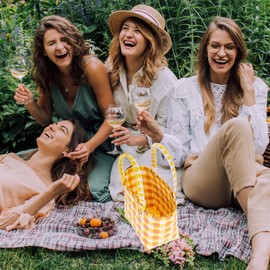 Operitacx Easter Woven Baskets Market Basket Shopping Basket Reusable Shopping Bag Woven Carry Bag with Handle for Spring Picnic Storage Basket Yellow