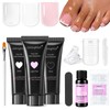 GlimightyX Polygel Toenail Kit, Clear White Pink with Toe Dual