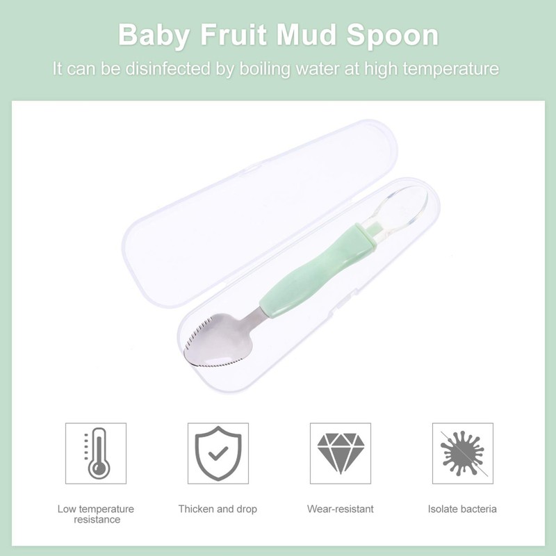 2pcs Food Scraper Spoon Silicone Feeding Spoons Double Head Fruit