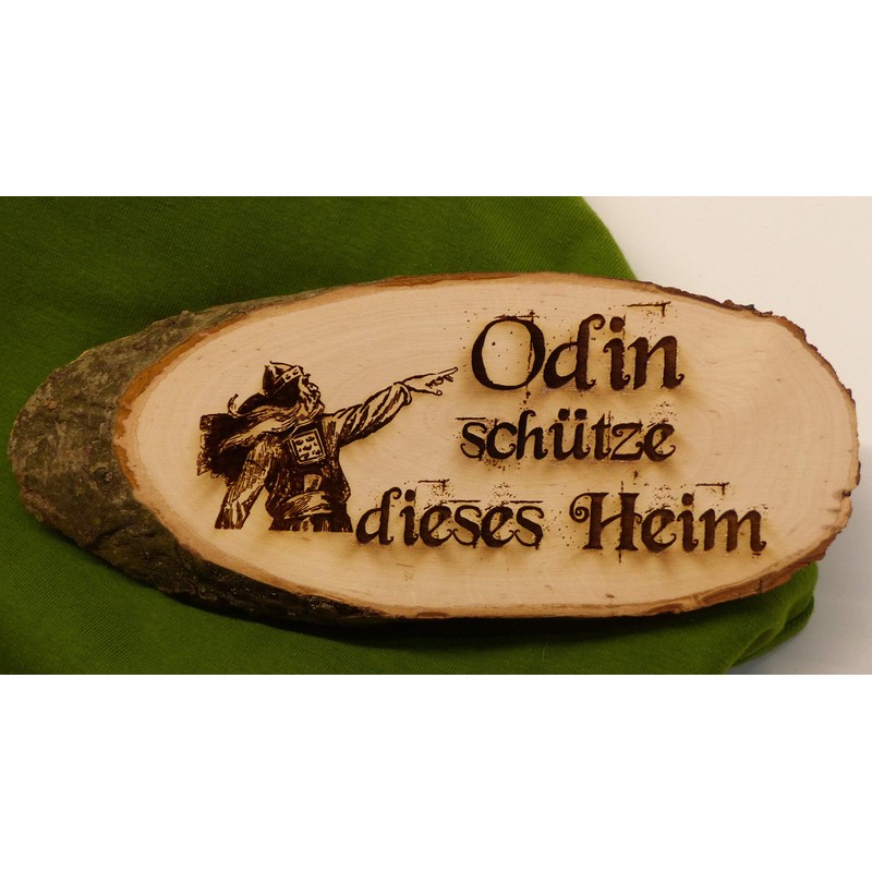 Odin schütze Dieses Heim Baumscheibe Bark Disc Saying Engraving Sign