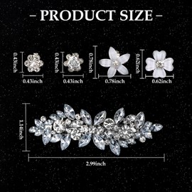 21 Pieces Rhinestone Hair Clips, 20 Mini Flower Hair Clips Cute Rhinestone Pins, 1 Pcs Decorative Barrettes for Wedding Silver Accessories for Bride Women Girls