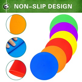 PIKZH 27 Pcs Poly Spot Markers 9 inch Non-Slip Rubber Agility Training Markers Floor Dots Flat Field Cones for Football Basketball Soccer School Exercise Drills Gym Dance Practice 9 Colors