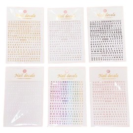 Funny Nail lettering alphabet nail stickers 6-piece set, 1 piece, gold, silver, black, white, rose gold, rainbow / 퍼니네일 레터링 알파벳 네일스티커 6종 세트, 1개, 골드, 실버, 블랙, 화이트, 로즈골드, 레인보우