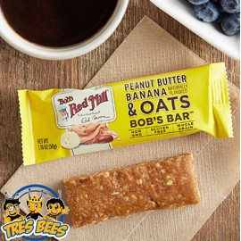 Bob's Red Mill Peanut Butter Oat Bars, Tres Bees Variety Pack of 12 Bars, Banana, Jelly, and Chocolate, Gluten Free, Non-GMO, 1.76 Ounce Bars
