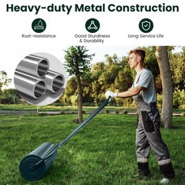 Lawn Roller, ARNOT 12x36-Inch, 63L/ 17 Gallons Heavy-Duty Push/Tow Behind Water/Sand Filled Garden Drum Roller for Park, Garden, Yard, Ball Field, Green