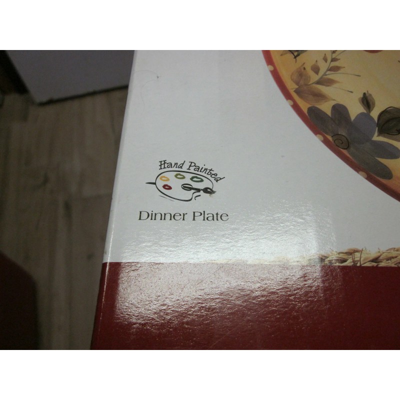ONEIDA NIB ONEIDA KITCHEN HAND PAINTED DINNER PLATES SUNSET BOUQUET