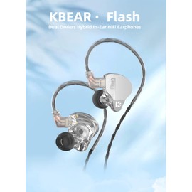keephifi Kbear IEM Flash 1BA+1DD Headphones HiFi In-Ear Monitor, In-Ear Monitor with CNC Lid, Dynamic Driver 10 mm, Removable Cable (Grey, No Micro)