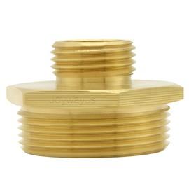 Joywayus 3/4" GHT Male Thread x 1-1/2" NPT Male Thread Brass Hex Nipple Garden Hose Fittings Connector Pipe Adapter