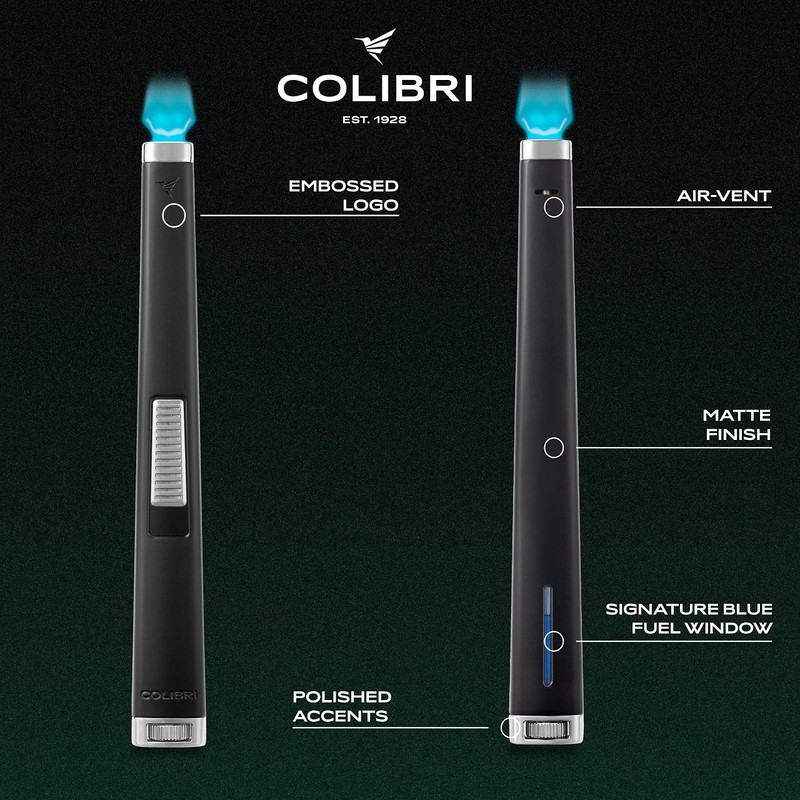 Colibri Aura 10mm Flat Flame Torch Lighter, Multi-Purpose Butane Refillable,