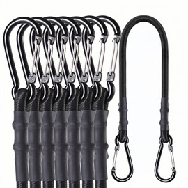 Carabiner Bungee Cords 2 ft Bungie Strap with Clips for Camping,Kayak, Cargo, Bike, Black 24 inch 8 Pcs