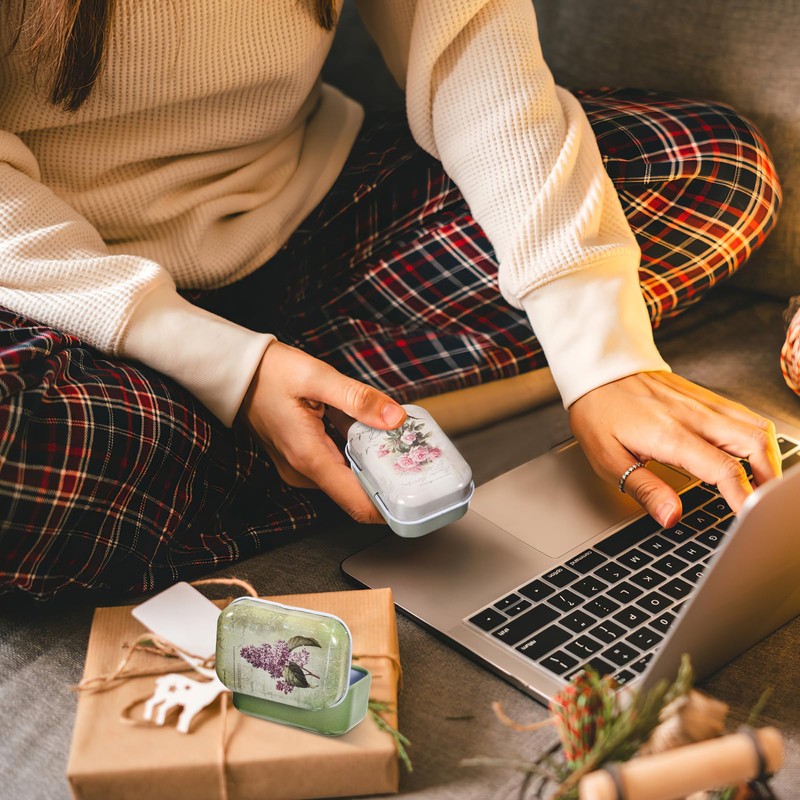 WRITWAA 8 Pcs Small Tin Box Tin Boxes With Hinged