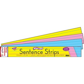 Trend T4002 Wipe-Off Sentence Strips, 24 X 3, Blue/Pink, 30/Pack