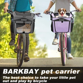 Dog Bike Basket Carrier, Expandable Foldable Soft-Sided Dog Carrier, 2 Open Doors, 5 Reflective Tapes, Pet Travel Bag,Dog Backpack Carrier Safe and Easy for Small Medium Cats and Dogs(Black)