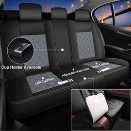 Full Set Car Seat Cover Fit for Nissan Altima 2009-2025 2026 | Waterproof Luxury Leather Seat Covers Protector | Compatible with Airbag & Easy to Install | Automotive Accessories (5 Seats Black&Gray)