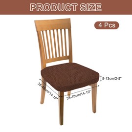 sourcing map 4Pcs Stretch Jacquard Seat Covers, Dining Chair Seat Slipcover Washable Removable Cushion Protector for Dining Room Kitchen Restaurant, Coffee