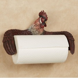 Grand Rooster Kitchen Wall Brown Paper Towel Holder | Rustic | Chicken | Hanging Paper Towel Holder Display | Wall Mounted Paper Towel Rack | Farm | Farmhouse | Kitchen | Country Home Decor Accent