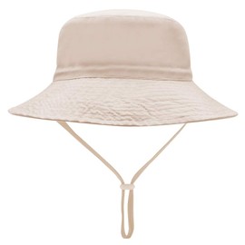 XIAOHAWANG Toddler Sun Hats UPF 50+ Baby Bucket Hat for Boys and Girls Kids Summer Beach Cap Adjustable(A-Beige,2-6 Years)