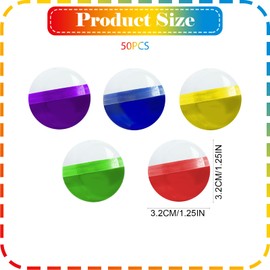 50 Pcs Small Round Capsules, Empty Clear Colored Capsules Twisted Round Balls Vending Gumball Machines Capsules Prize Container Fillable Surprise Ball for Kids Party Favor Prize (Style-C)
