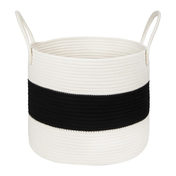 Ladkew Woven Cotton Rope Storage Basket With Handle ,Laundry Basket,Blanket