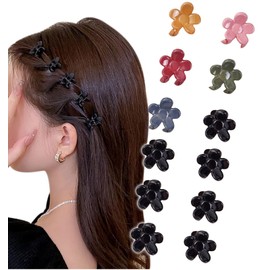 Herbeluemily Hair Clip, Mini Clip, Hair Claw Bangs Clip, Nuance Color, Set of 12, Flower, C Set