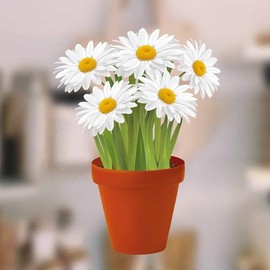Stickers4 Daisies in a Pot Static Cling Window Sticker - Seasonal Window Decorations (Standard, Daisies)