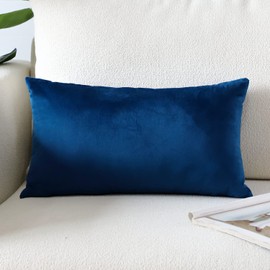 Artscope Luxury Velvet Pillow Covers Super Soft Decorative Square Throw Pillow Covers Case Cushion Covers for Sofa Couch Bedroom Car Decor 12x20 Inch Navy Blue