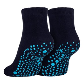 Piarini 1 Pair of Short Toe Socks - ABS Cotton Socks - Socks for Yoga Dance Pilates Fitness - Black Grey Pink White 35-38 39-42, navy