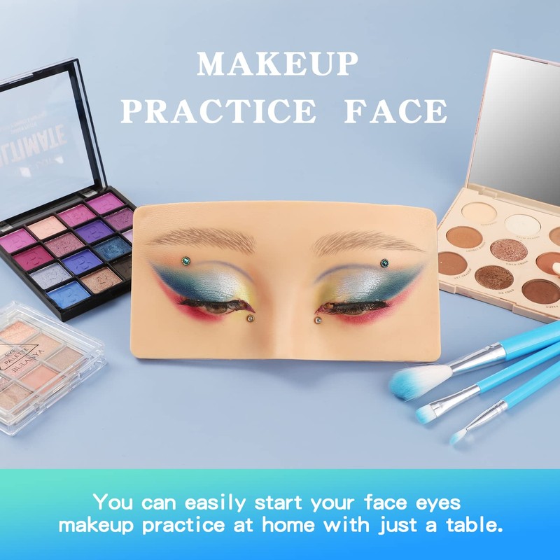 Bueuo Makeup Practice Face Board, 3D Reusable Silicone Make up