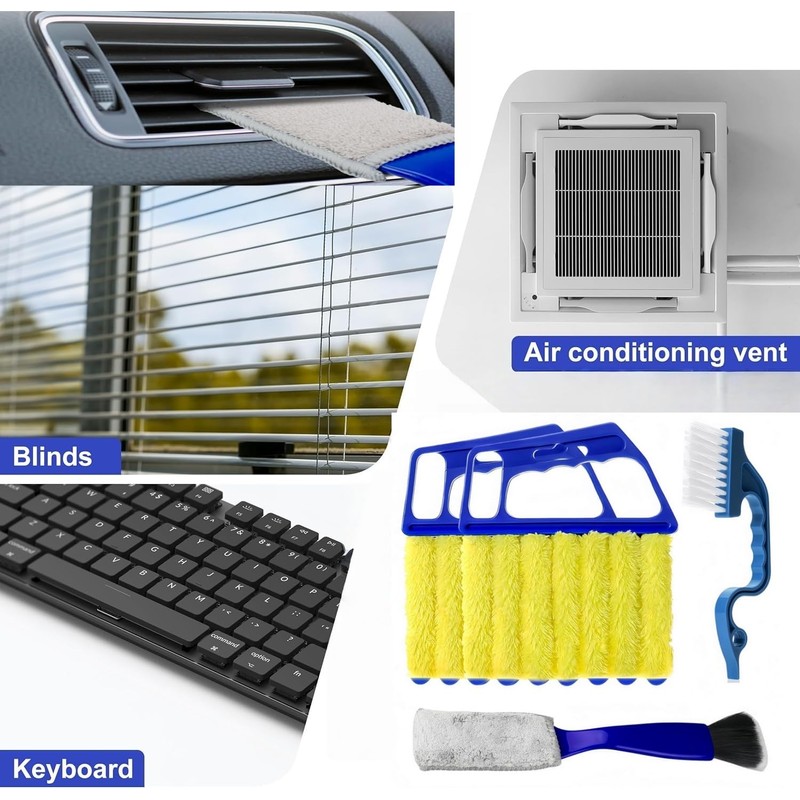 4Pcs Window Blinds Cleaner Shutters, 2* Blind Cleaners 1*Window Gap