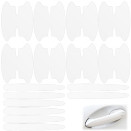 16 Pcs Car Door Handle Scratch Protector, Universal Transparent Guard Stickers Anti Wear, Invisible Accessories for Car Door Handle & Cup Protection Easy to Install Fit Most Cars