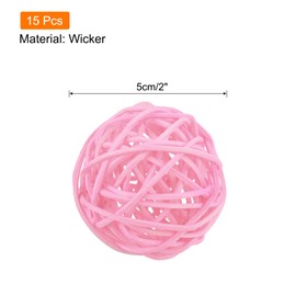 MECCANIXITY 15 Pcs Wicker Rattan Balls 2 Inch Rattan Decorative Balls Vase Fillers for Wedding Party Centerpiece Bowls Home Decoration Pink