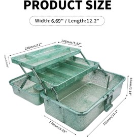 MC MEICHUANG 3 Layer Stackable Arts and Crafts Organizer Storage, Multipurpose Sewing Box Plastic Tackle Box Organizer with Lib, Storage for Tools, Makeup, Snack, Art Supply, Sewing Supply(Green)