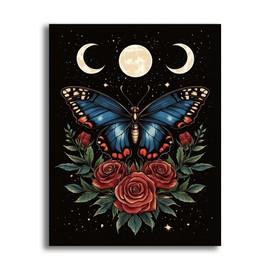 VAIIEYO 5D DIY Butterfly Diamond Painting, Diamond Painting Pictures Painting Kits Rose Moon, Painting by Numbers Diamond Home Wall Decor Painting Cross Stitch Diamond Decoration 30 x 40 cm 1=77