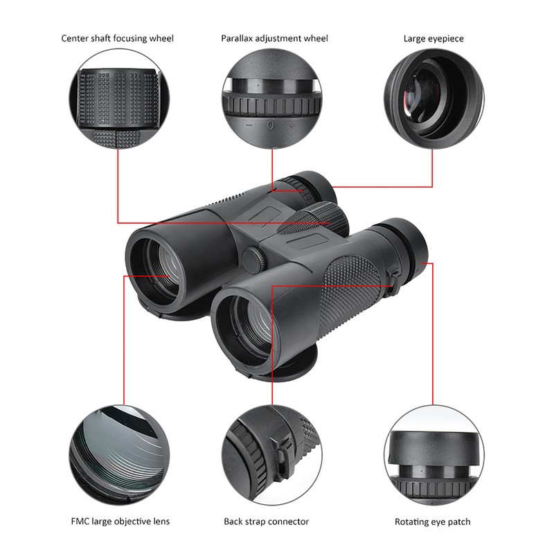 12×42 Magnification BAK4 Prism Binoculars Waterproof Outdoor Hunting Night Vision