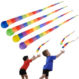 Clvsyh Rainbow Tail Ball, Pack of 4 Tail Balls Children, Soft Rainbow Tail Ball, Comet Ball Tail, Rainbow Catch Tail Balls for Outdoor and Indoor Use