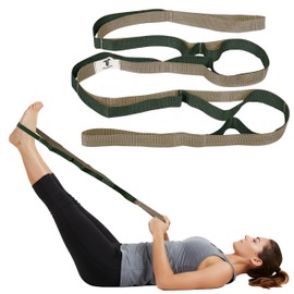 10 Loops Yoga Stretching Strap for Physical Therapy, Dance, Flexibility and Gymnastics Stretch Strap Band with Loops Knee Leg Hamstring Stretcher Belt Women Men