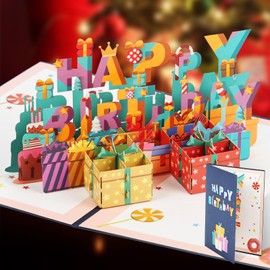 AOOTE 3D Pop Up Birthday Card,3D Pop Up Cards with Envelope,Happy Birthday Pop-Up Greeting Card,Modern Birthday Card,Happy Birthday Cards for Women Men Husband Wife Kids Greeting