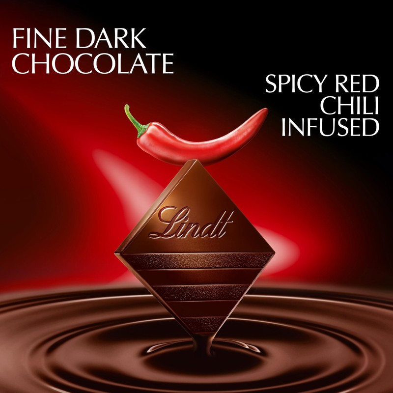 Lindt EXCELLENCE Chili Dark Chocolate Bar, Dark Chocolate Candy Infused