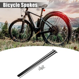 X AUTOHAUX 12 Pcs 14G J Bend 293mm Bike Bicycle Spokes with Nipples Black