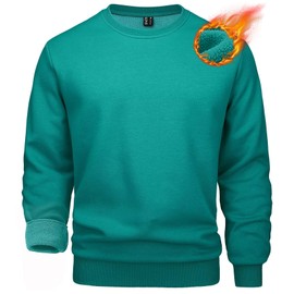 MAGCOMSEN Oversized Sweatshirt - Men's Crew Neck Sweater with Fleece Lining - Emerald Green