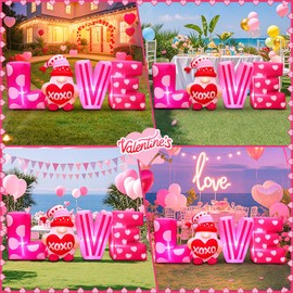 KOOY 6.3FT Long Valentine Day Inflatables Outdoor Decorations Inflatable Love Letters Valentines Gnomes Blow Up Yard Decor with LED Lights for Home Wedding Ceremony Lawn Garden Party Decoration