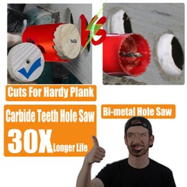 WoWSupM 3-1/4 inch Carbide Hole Saw Bit Deep Cutting 2.36” for Multiple Material Hardy Plank Nail Embedded Wood Air Brick Up to 30X Longer Life