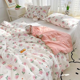FANSU Quilted Bedspreads Single Double Super King Bed Size, Reversible Quilted Bed Cover Sofa Blanket Coverlet Microfiber Comforter Bed Throw(150x200cm,Rose Manor)