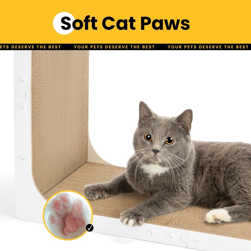 Conlun Cardboard Cat Scratcher, 23" L-Shaped Scratch Pad, Vertical Wall-Leaning