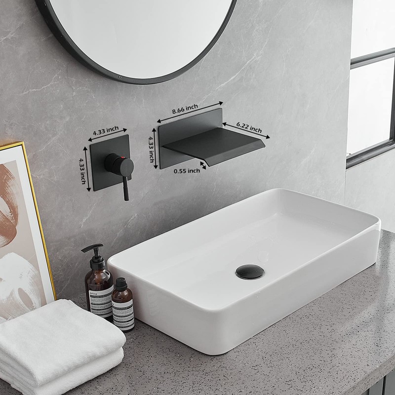 BWE Wall Mount Bathtub Faucet Matte Black Single Handle Bathtub