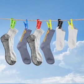 Yeenano Sock Clips,50 Pieces Sock Clip for Washing Machine and Dryer,Non-Slip Laundry Peg,Mini Socks Washing Line Pegs,Socks Holder with Hooks for Washing,Drying and Storing Paired(5 Colors)