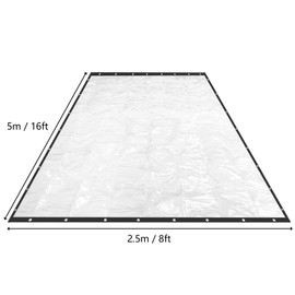 16 x 8 FT Outdoor Clear Tarp Curtain Waterproof Wind-Proof Clear Vinyl Tarp for Patio Clear Tarp Curtain PVC Outdoor Clear Tarp for Patio Pergola Garden Canopy Rainproof Anti-Tear PVC Thick Cover