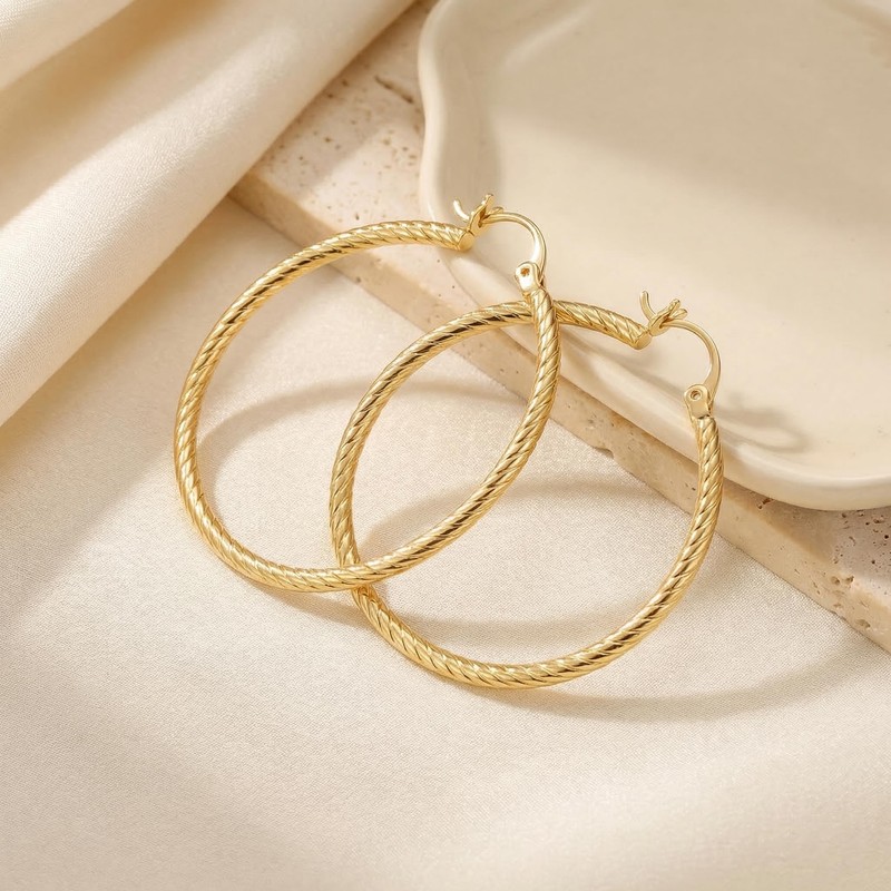 KKR 14K Gold Earrings for Women Statement 14K Gold Hoop