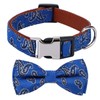 Rhea Rose Bowtie Dog Collars Blue Paisley Pattern Small