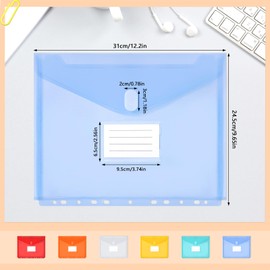 Pack of 30 A4 Document Folders, Document Pockets, A4 Filing, Waterproof Portfolio Folders with 11 Holes for Documents Organising, Office Supplies (6 Colours)